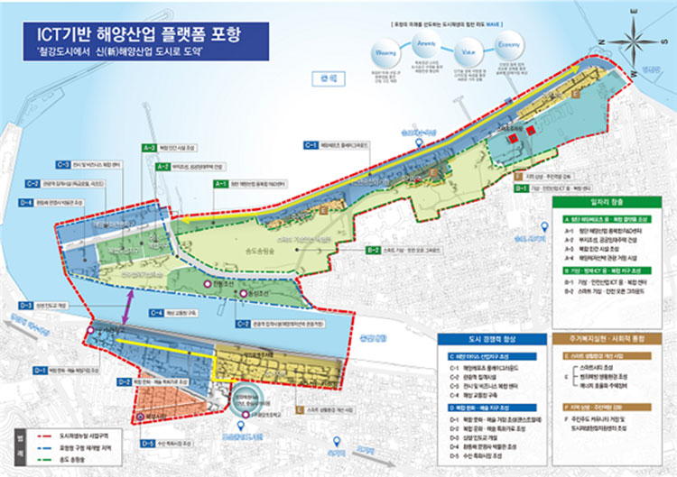 송도동 도시재생뉴딜 시범사업 위치도 및 구상도