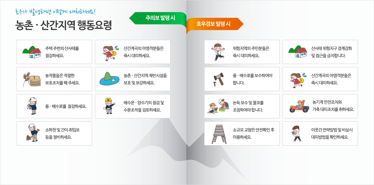 농촌, 산간지역 행동요령