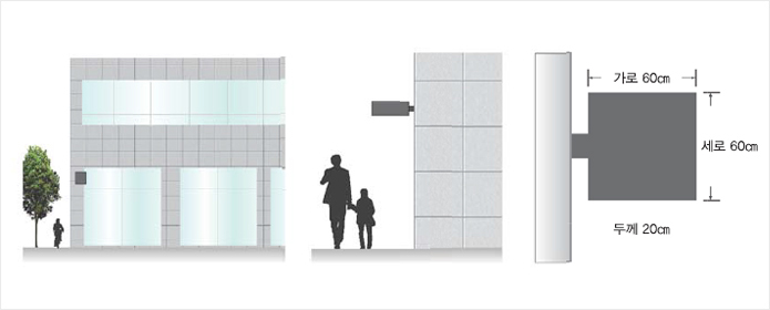 가로60cm, 세로 60cm, 두께 20cm 예시이미지