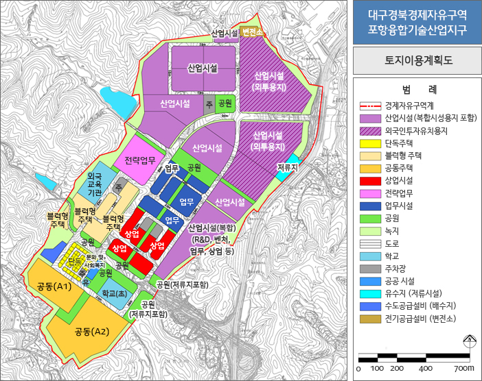 대구경북경제자유구역 포항융합기술산업지구 토지이용계획도